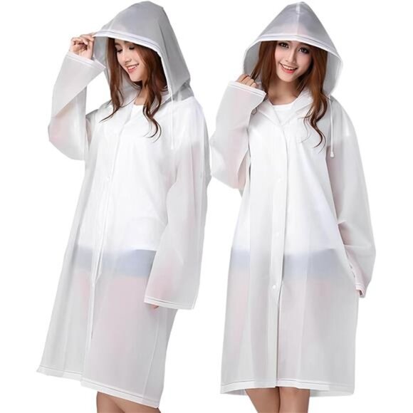 2 Pack Rain Ponchos Adults Reusable Waterproof Raincoat Emergency Hooded Travel - Picture 5 of 7